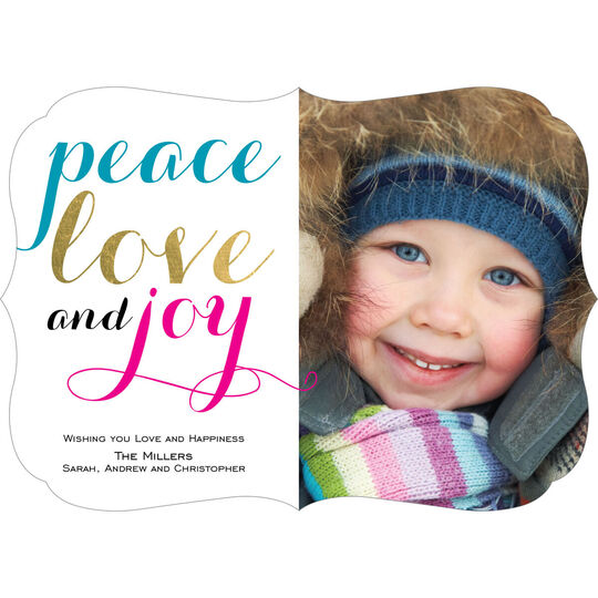 Turquoise Peace Love and Joy Photo Cards